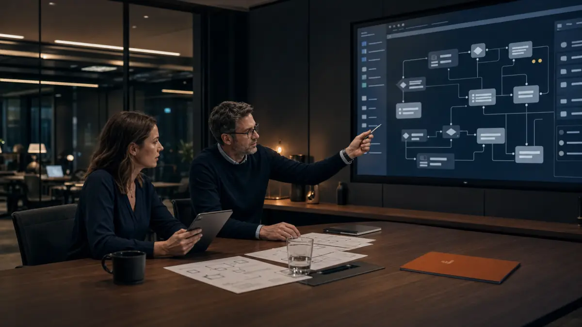 European operations team translating process documents into a digital workflow